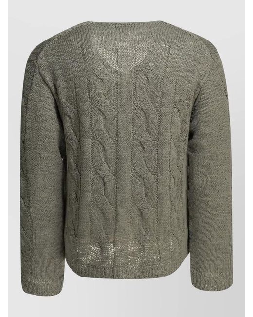 Our Legacy Green V Neck Sweater Cable Knit Design for men