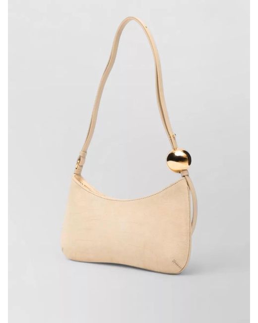 Jacquemus Natural Croc Effect Suede Shoulder Bag Hardware