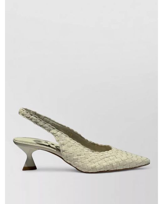 LA ROSE Natural Carol Slingback Pumps Kitten Heel Woven