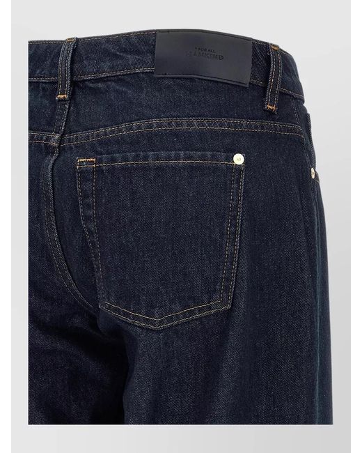 7 For All Mankind Blue Low-Rise Straight-Leg Jeans