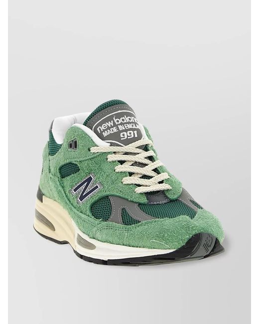 New Balance Green Leather Mesh Low-Top Sneakers