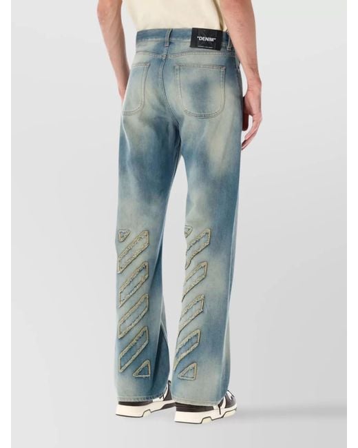 Off-White c/o Virgil Abloh Blue Denim Mid-Rise Straight-Leg Jeans for men