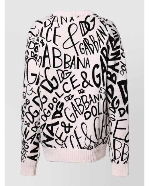 Dolce & Gabbana Black Wool Relaxed-Fit Logo-Print Sweater