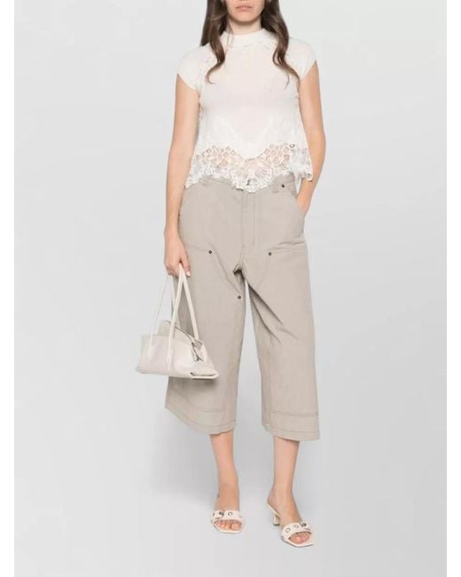 Ermanno Scervino Natural Cashmere Lace Knit Top High Neck