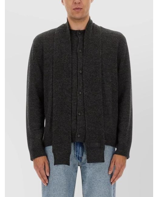 MM6 by Maison Martin Margiela Multicolor Shawl Collar Ribbed Trim Long Sleeves Sweater for men