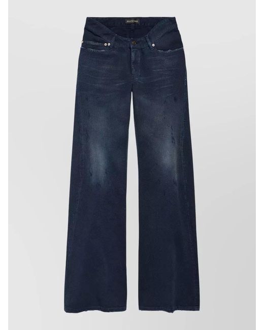 Balenciaga Blue Denim Low-Rise Wide-Leg Jeans