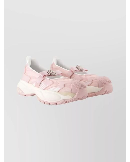 Versace Pink Synthetic Mary Jane Sneakers
