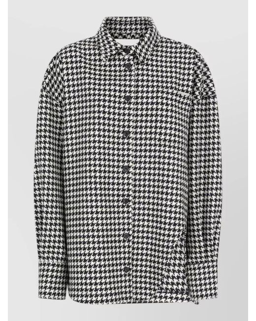 The Attico Multicolor Houndstooth Wool Hybrid Bomber Shirt
