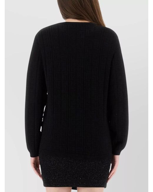 Balmain Black Jacquard Long-Sleeve Knit Top