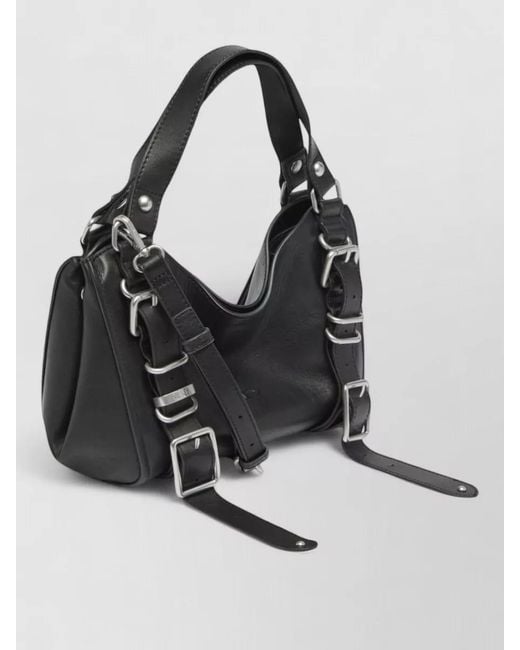 DIESEL Black Small Leather Shoulder Bag