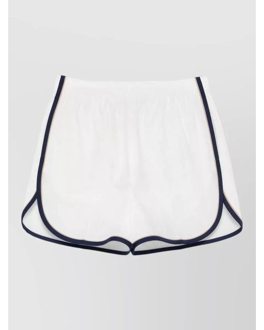 Prada White Silk Nylon Blend Shorts Contrast Trim