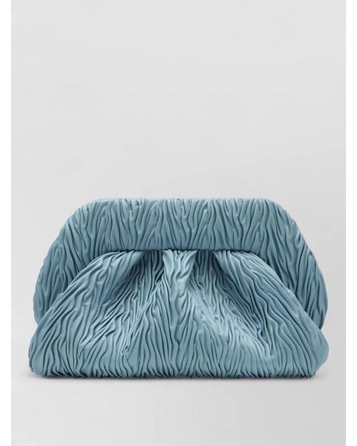 THEMOIRÈ Blue Ruched Texture Soft Structure Clutch Bag