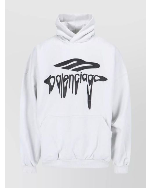 Balenciaga White Cotton Oversized Hoodie for men