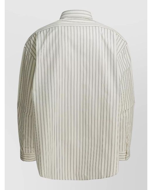 Acne White Striped Relaxed-Fit Double-Sleeve Cotton Shirt for men