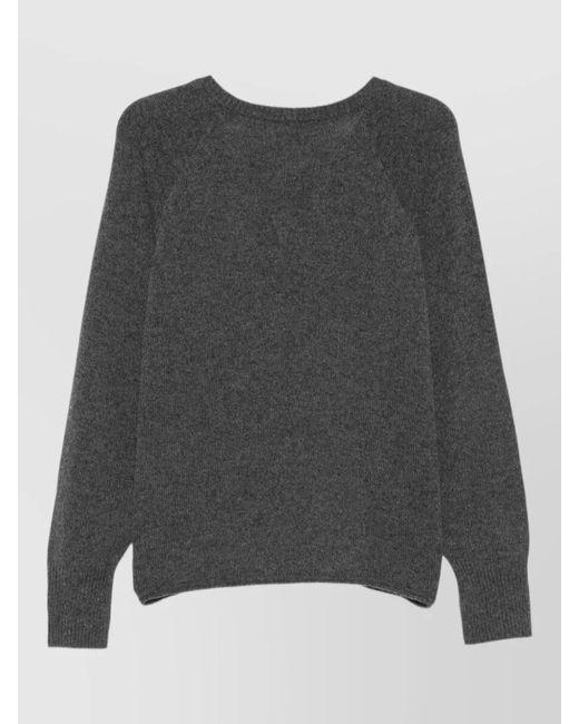 Alysi Gray Cashmere V Neck Sweater Long Sleeves