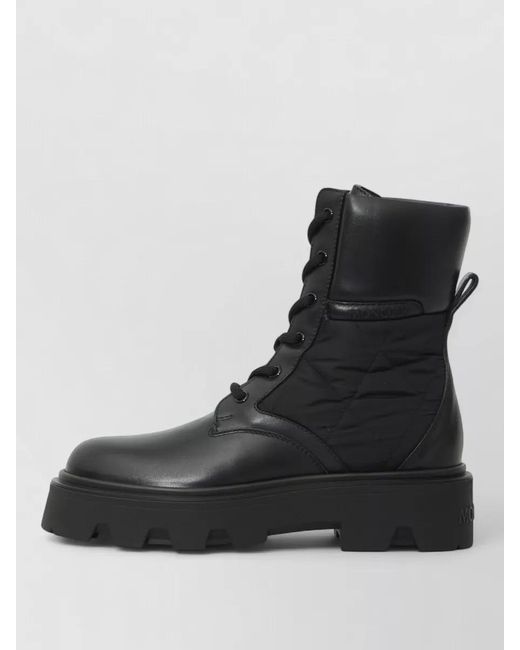 Moncler Black Aurea Lace Up Ankle Boots Leather