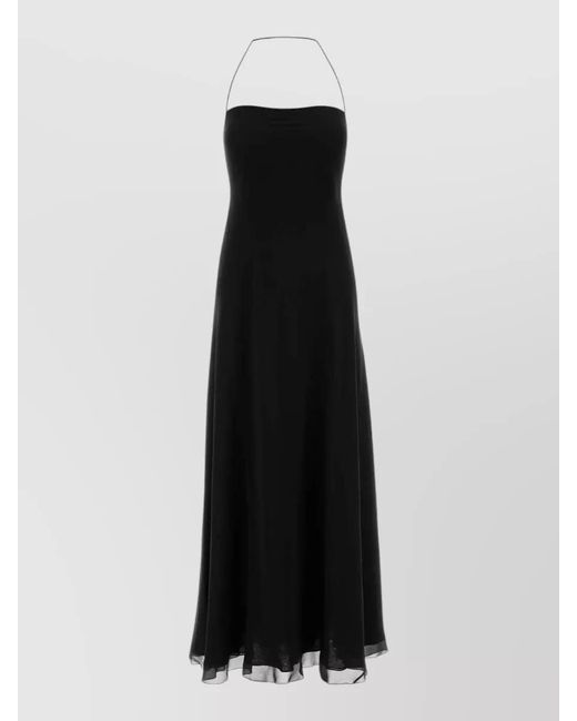 The Row Black Crepe Javier Dress Halter Neckline Floor Length