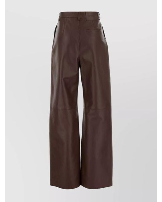 Loewe Brown Lamb Leather Wide-Leg Trousers
