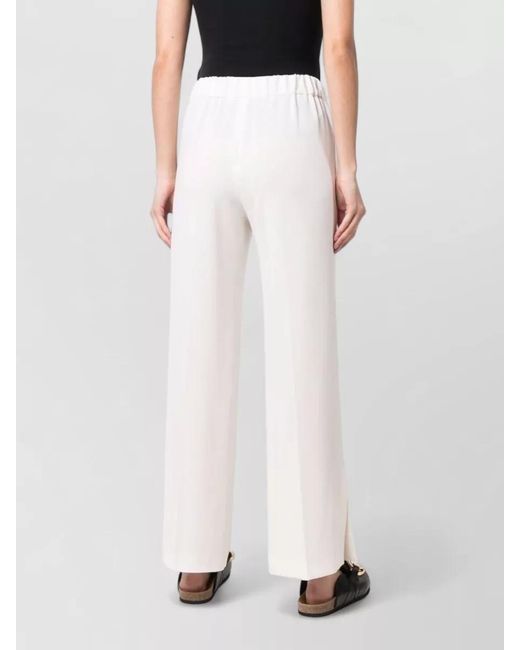 Alberto Biani White High-Rise Wide-Leg Trousers