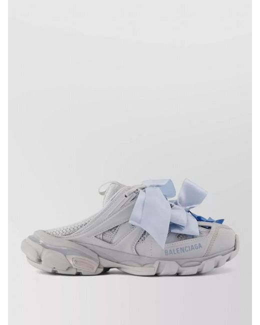 Balenciaga Gray Track Mules Synthetic Chunky Sole Bows