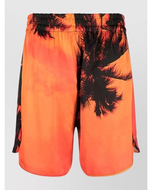 BLUE SKY INN Orange Tropical Palm Tree Print Quick Dry Trunks for men