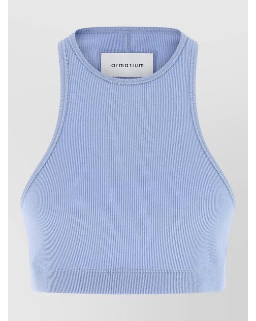 ARMARIUM Blue Filippa Ribbed Round Neck Stretch Top