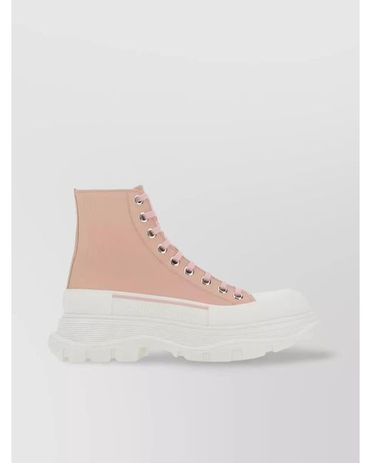 McQueen Pink Fabric Ankle Boots