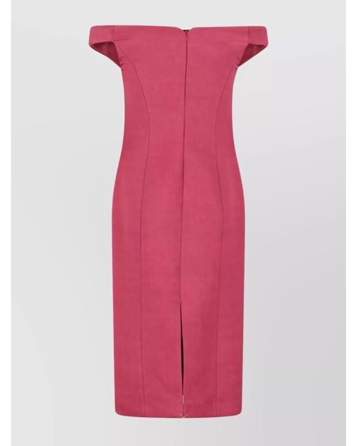 Calvin Klein Off-Shoulder Knee-Length Dress Featuring Seam Design