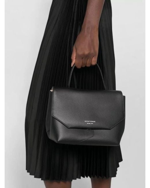 Emporio Armani Black Medium Leather Shoulder Bag Top Handle Strap