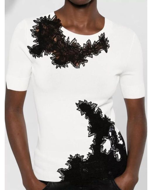Ermanno Scervino White Embroidered Appliqué Short-Sleeve T-Shirt