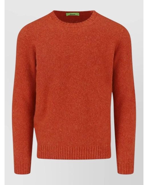 Drumohr Red Crew Neck Straight Cut Sweater Long Sleeves Ribbed for men
