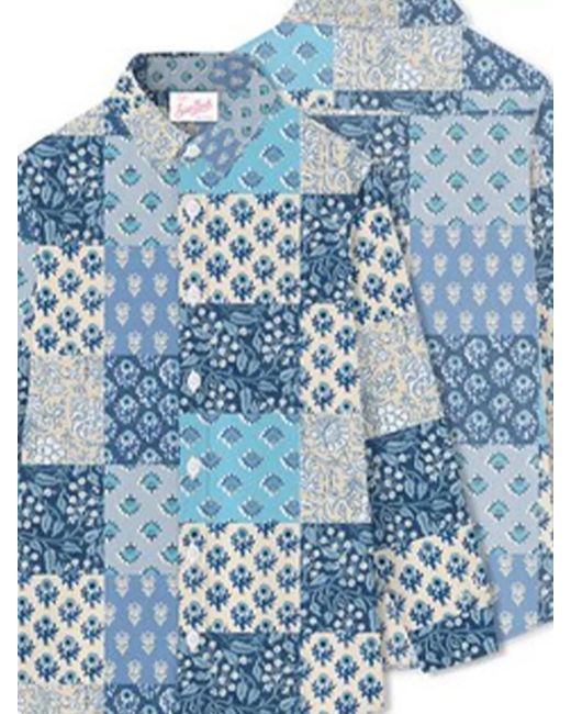 Mc2 Saint Barth Blue Long Sleeves Shirt Patchwork Design Style