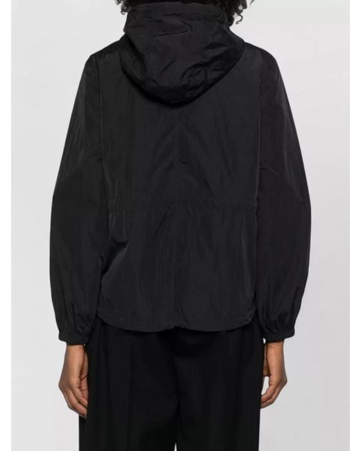 Emporio Armani Black Hooded Nylon Jacket Drawstring Hem Cuffs