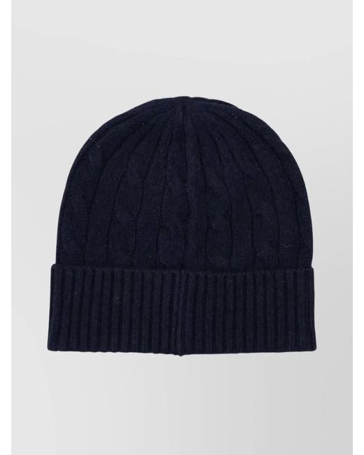 Polo Ralph Lauren Blue Wool And Cashmere Beanie With Cable Knit