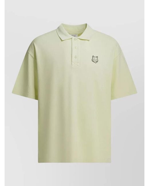 Maison Kitsuné Green Fox Head Polo Shirt Button Placket for men