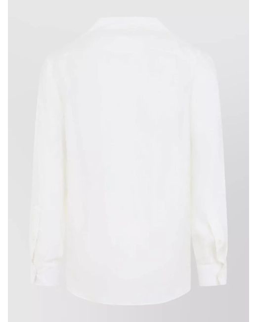 Maison Margiela White Silk Shirt Long Sleeves Tape Detail Collar for men