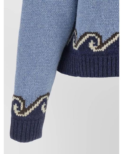 Alanui Blue Winter Knit Sweater Round Neck Style