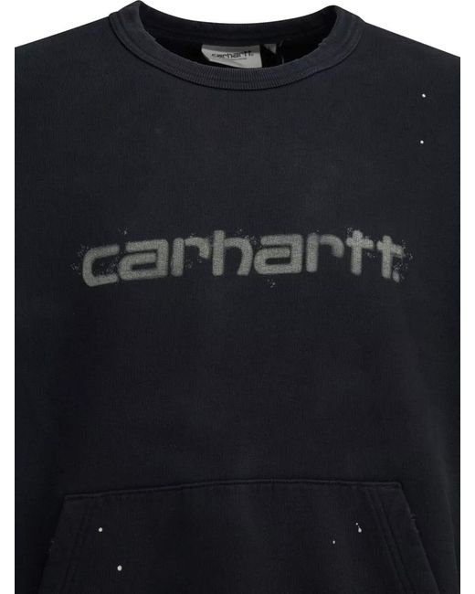 Carhartt Blue Painter Logo Crewneck Sweatshirt Kangaroo Pocket for men