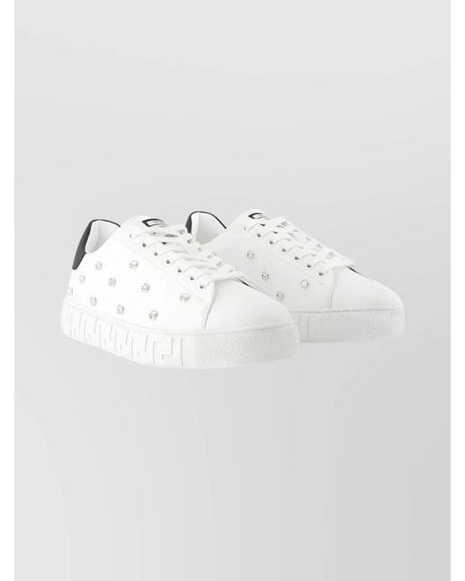 Versace White Leather Low-Top Sneakers