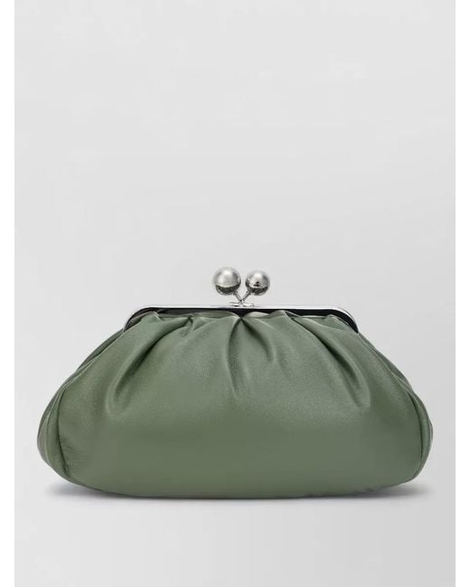 Weekend by Maxmara Green Pasticcino Medium Clutch Bag Sheepskin