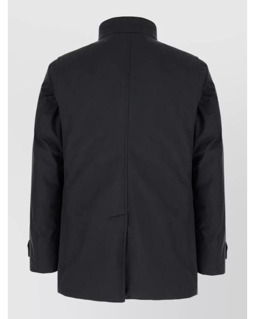 Moorer Black Polyester Down Jacket Stand Collar Pockets for men