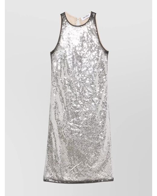 The Attico White Sequin-Embellished Sleeveless Mini Dress