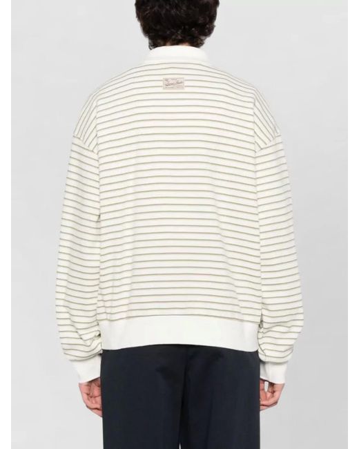 DUNST Natural Cotton Polo Shirt Long Sleeves Stripes