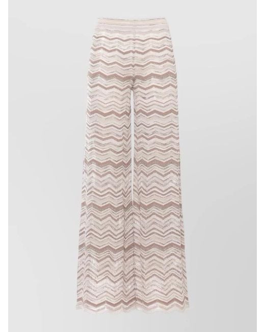 D.exterior Natural High Waisted Wide Leg Patterned Pants