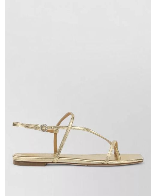 Aeyde Natural Ella Flat Sandals Metallic Strappy Design