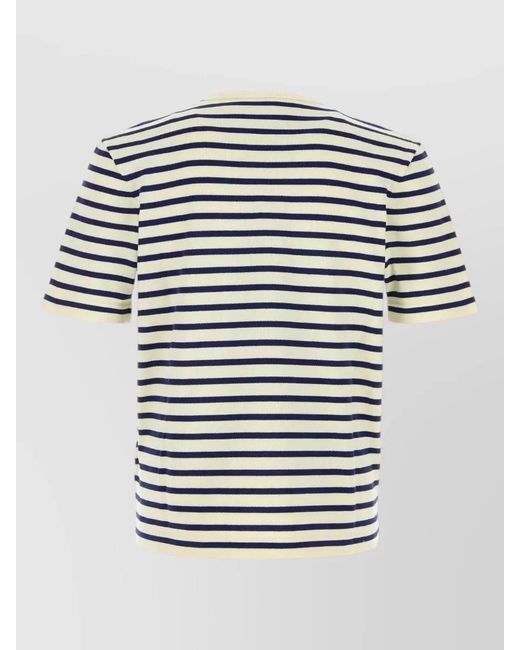 Prada Multicolor Striped Embroidered Cotton Short-Sleeve T-Shirt for men