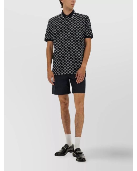 Gucci Black Cotton Gg Jacquard Polo Shirt for men