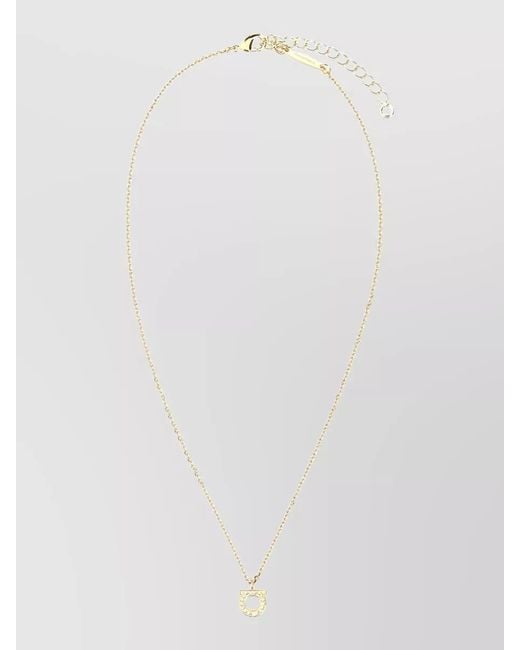 Ferragamo White Metal Necklace Chain Link Pendant Design
