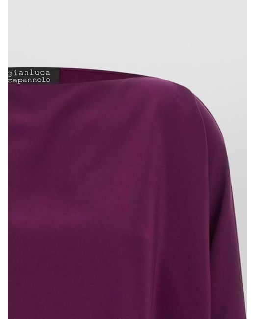 Gianluca Capannolo Purple Laura Blouse Boat Neck Feather Detail