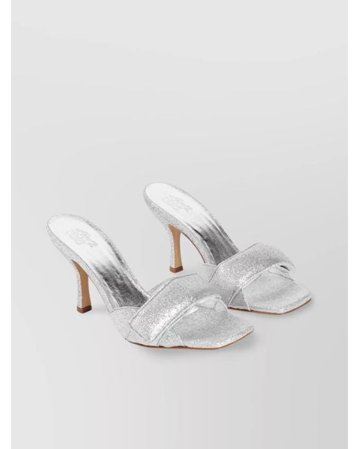 Gia Borghini White Glitter Leather Sandals
